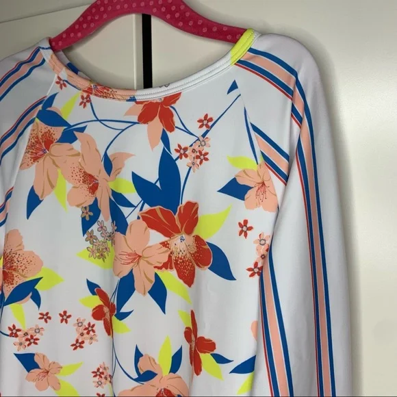 NWT Roxy Girl’s Friendly Flower UPF 50 One Piece Rashguard Swimsuit